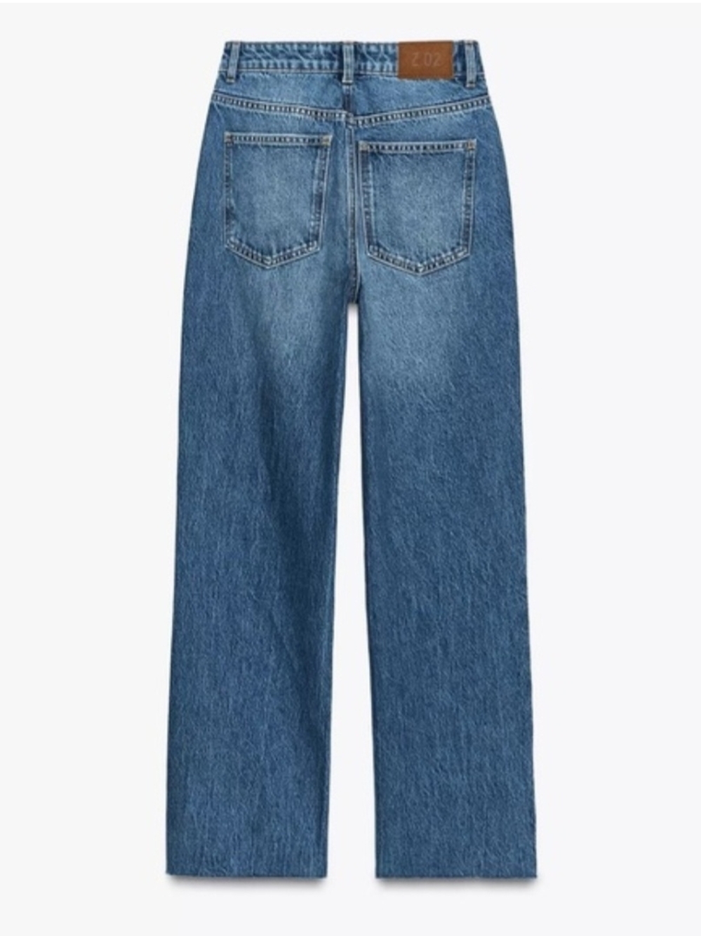Zara - High-Rise Straight Leg Ankle Rigid Jeans in Mid Blue - Picture 3 of 6
